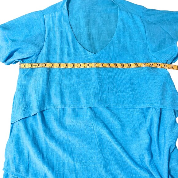 Avenue Mylah Tunic Top NWT Womens Size 16 Azure Blue Coastal Tiered Light Artsy - Picture 8 of 9